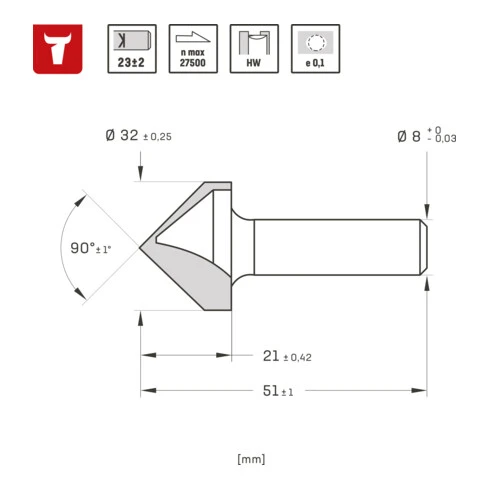 Fraise à Placoplâtre STIER 8 mm D 32 mm 90° Pour Défonceuses 4 Fraise à Placoplâtre STIER 8 mm D 32 mm 90° Pour Défonceuses – Image 2