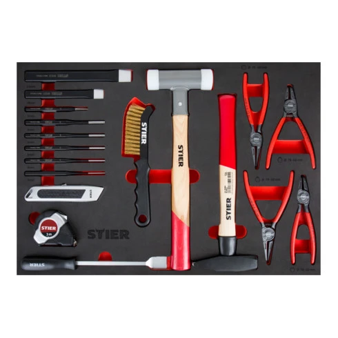 Kit D'outillage Universel STIER, 18 Pièces, Dans Garniture En Mousse Souple (EVA) 3 Kit D'outillage Universel STIER, 18 Pièces, Dans Garniture En Mousse Souple (EVA)