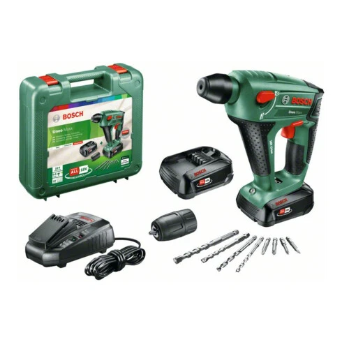 Marteau Perforateur Sans Fil Uneo Maxx De Bosch, Avec 2 X PBA 18V 2,5 Ah 3 Marteau Perforateur Sans Fil Uneo Maxx De Bosch, Avec 2 X PBA 18V 2,5 Ah