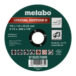 Meule De Tronçonnage Metabo Special Edition II 115 X 1,0 X 22,23 Mm, Inox, Version Droite -Magasin D'Outils Pour La Maison De Qualité meule de tronconnage metabo special edition ii 115 x 1 0 x 22 23 mm inox version droite 98138354 1 AkTgIL s xl