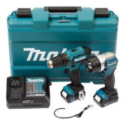 Perceuse Sans Fil Makita, 2 Batteries + Chargeur Dans Une Valise De Transport Avec Lampe ML106 (DF333DSAL1)