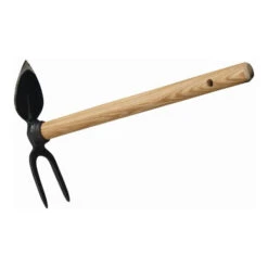 Serfouette De Feuille Centrale Lame Cordiale + 2 Dents Forgé, Avec Manche Court