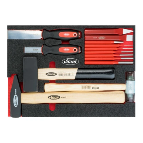 VIGOR Jeu De Marteaux Et De Burins V5085 14 X 14 3 VIGOR Jeu De Marteaux Et De Burins V5085 14 X 14